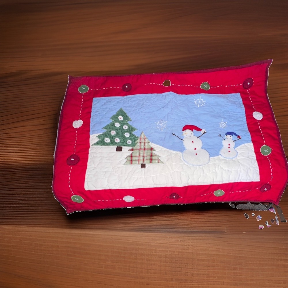Pottery Barn Kids Winter Wonderland Quilted Sham Snowman Christmas Tree 26x19